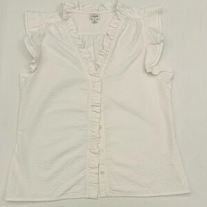 J. Crew Cream Ruffled Blouse